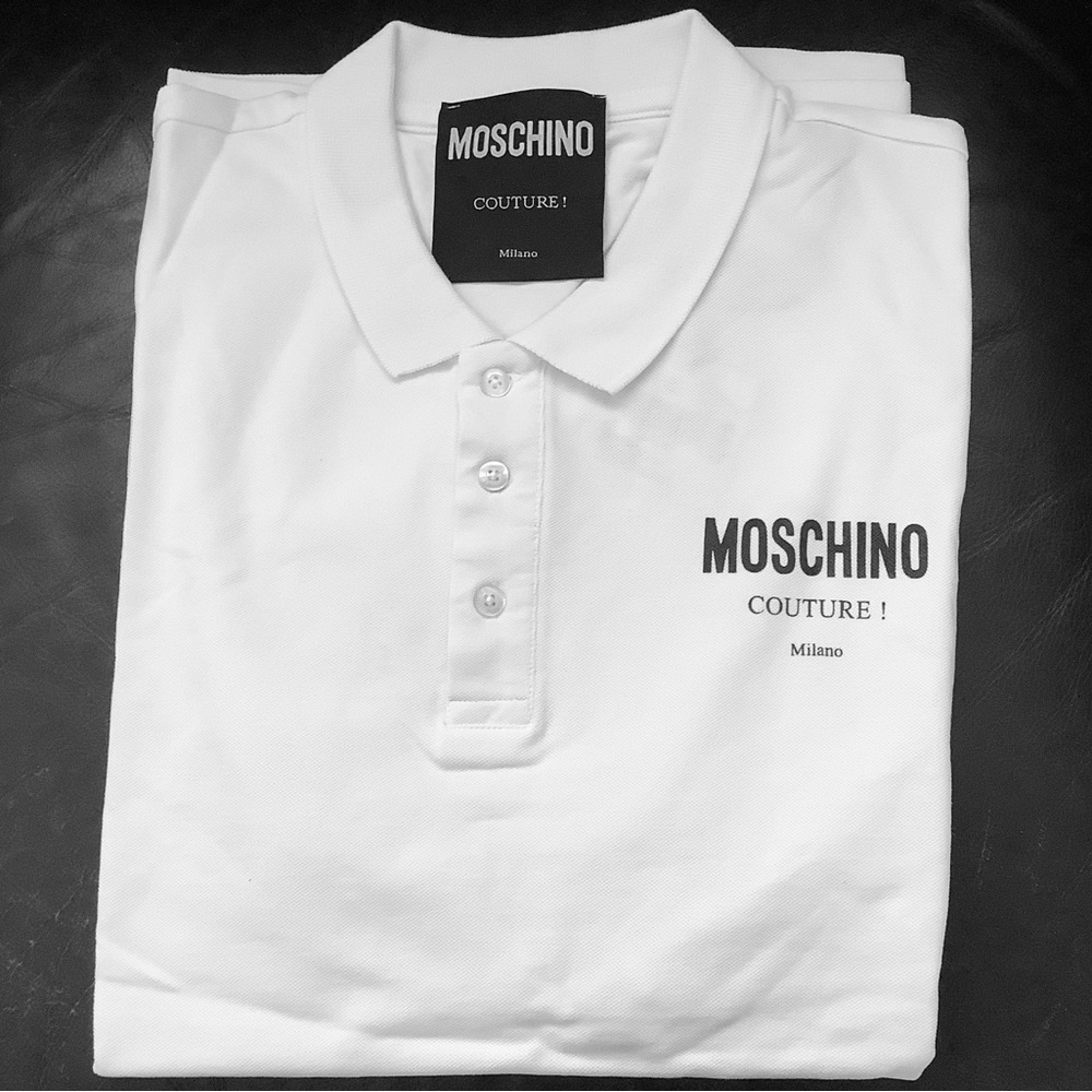 BNWT Moschino Couture! Milano White Polo Shirt sz. XL